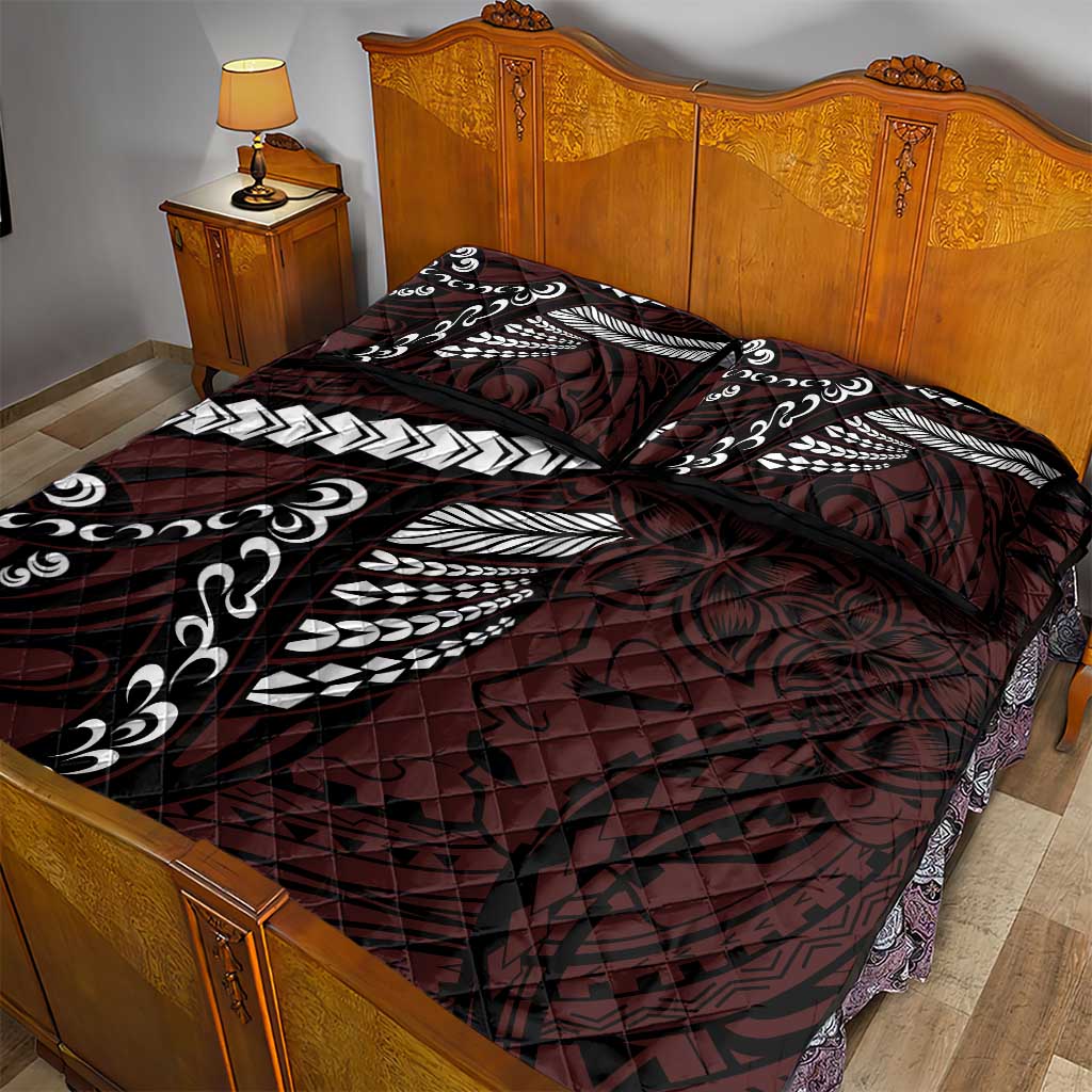 Polynesian Girl Tribal Tattoo Quilt Bed Set Oxbood Vibe LT9 - Polynesian Pride