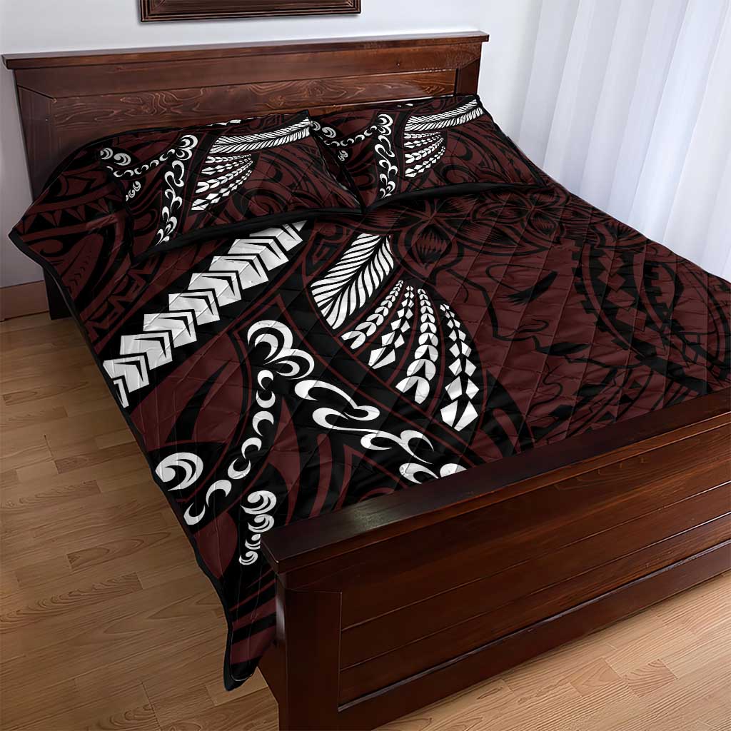 Polynesian Girl Tribal Tattoo Quilt Bed Set Oxbood Vibe LT9 - Polynesian Pride