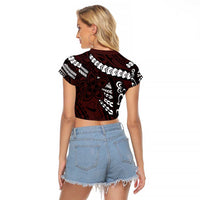 Polynesian Girl Tribal Tattoo Raglan Cropped T Shirt Oxbood Vibe