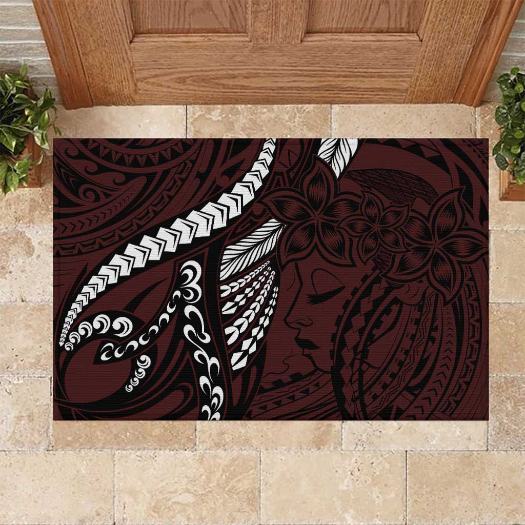 Polynesian Girl Tribal Tattoo Rubber Doormat Oxbood Vibe LT9 Oxblood - Polynesian Pride