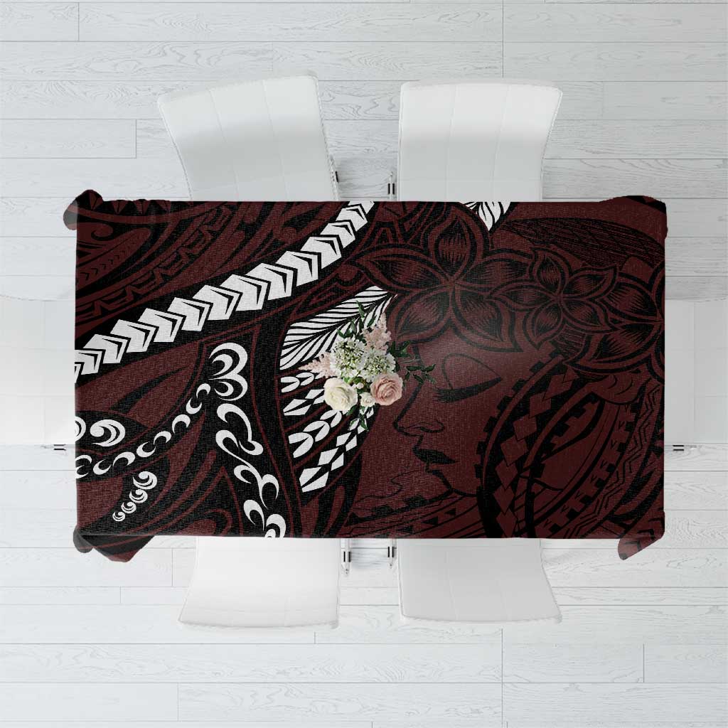 Polynesian Girl Tribal Tattoo Tablecloth Oxbood Vibe LT9 Oxblood - Polynesian Pride