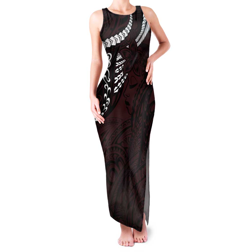 Polynesian Girl Tribal Tattoo Tank Maxi Dress Oxbood Vibe