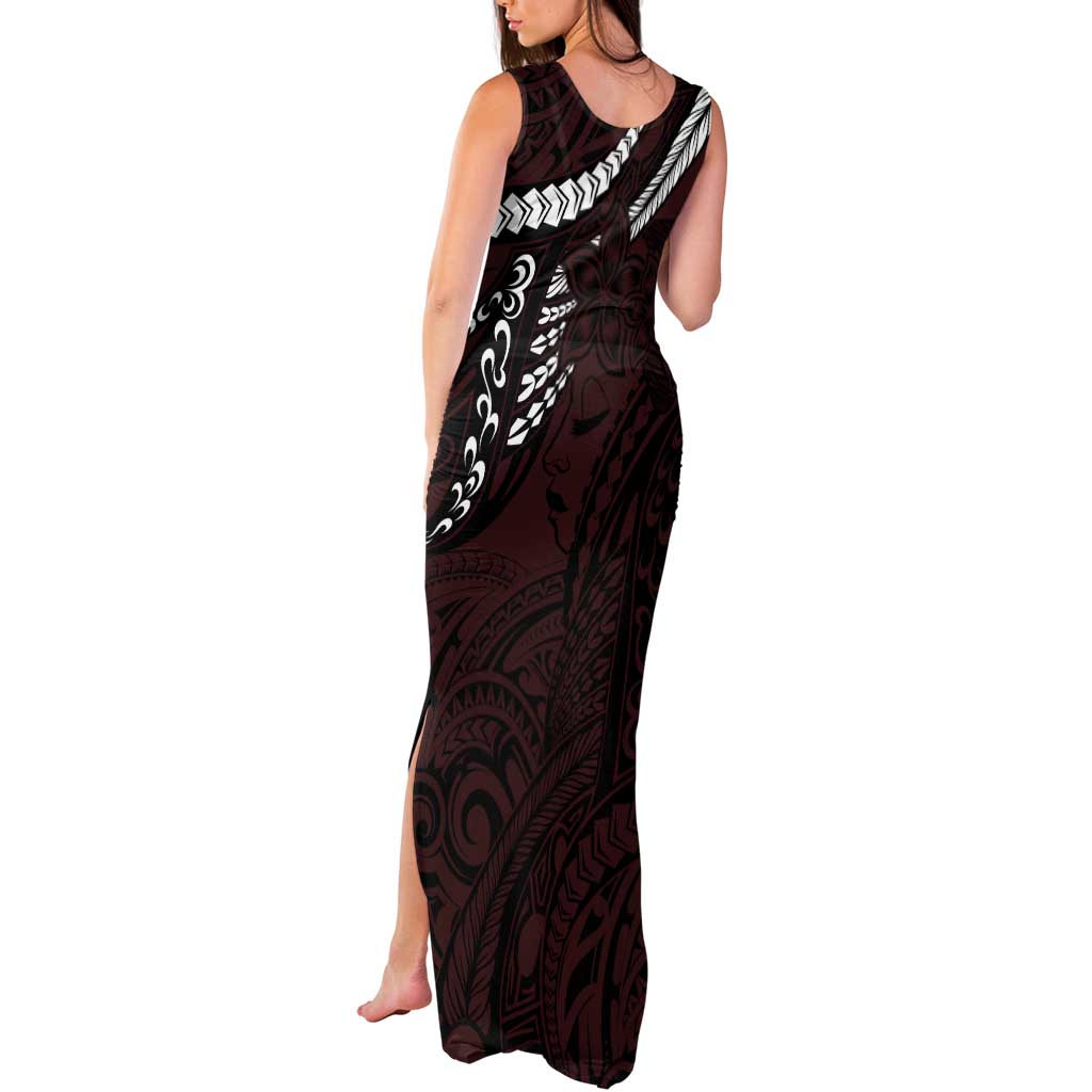 Polynesian Girl Tribal Tattoo Tank Maxi Dress Oxbood Vibe LT9 - Polynesian Pride