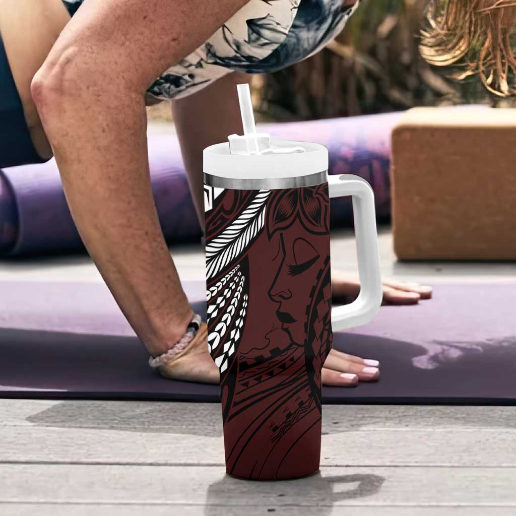 Polynesian Girl Tribal Tattoo Tumbler With Handle Oxbood Vibe LT9 - Polynesian Pride