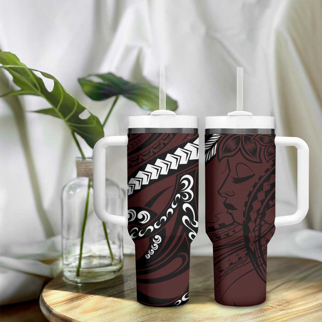 Polynesian Girl Tribal Tattoo Tumbler With Handle Oxbood Vibe LT9 - Polynesian Pride