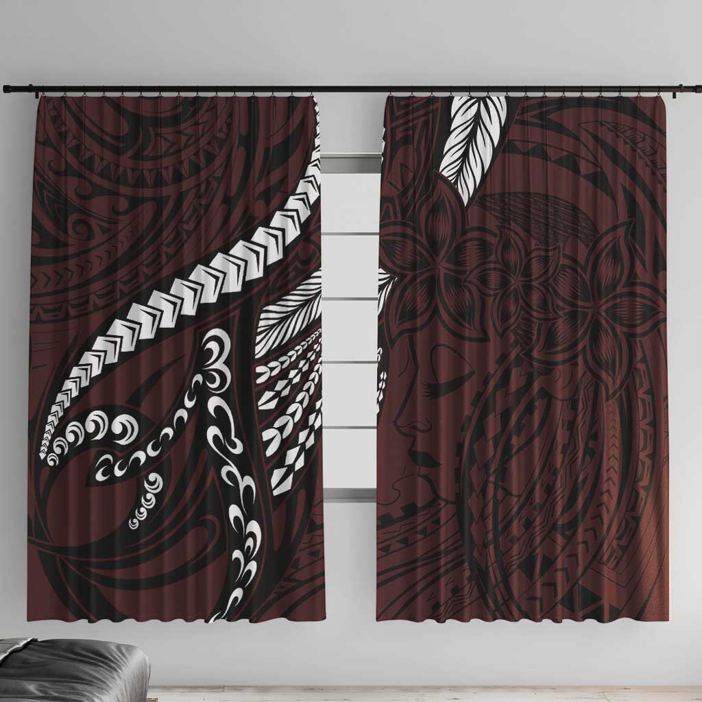 Polynesian Girl Tribal Tattoo Window Curtain Oxbood Vibe