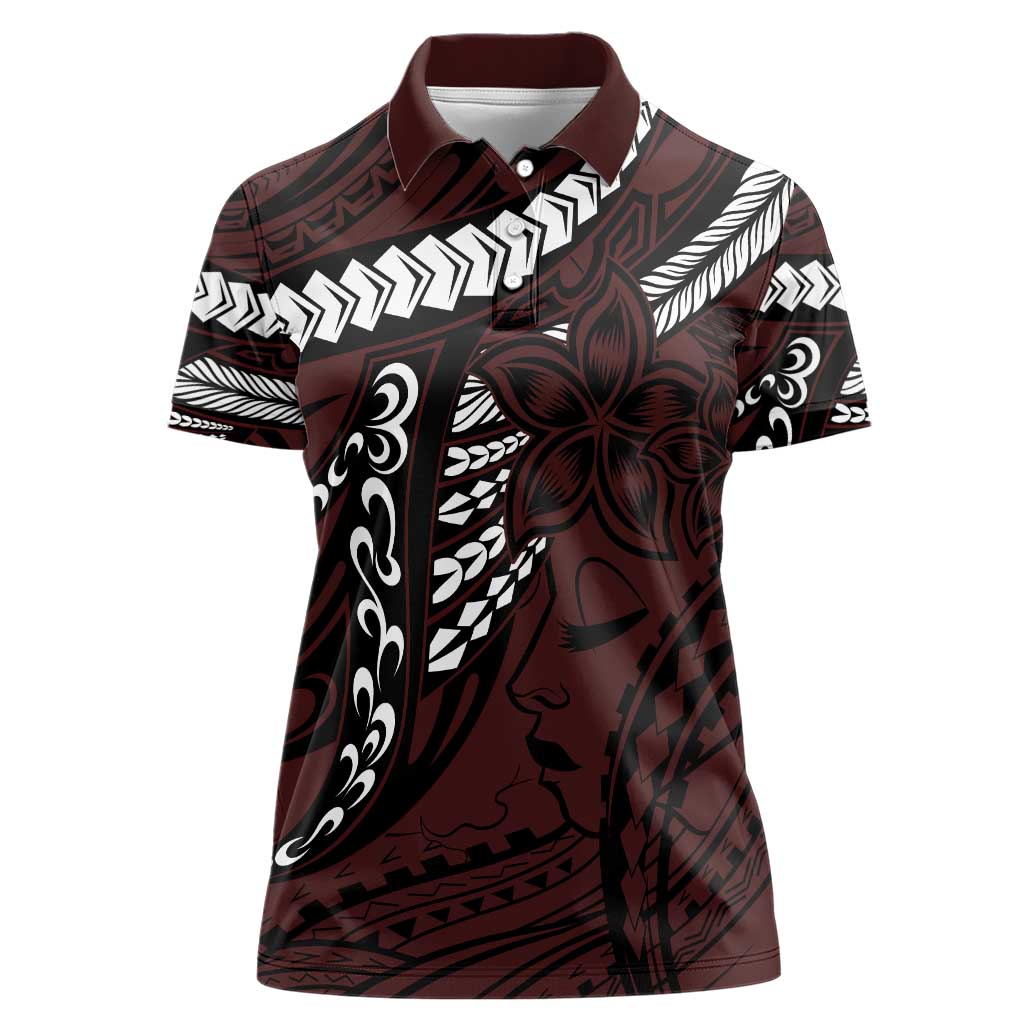 Polynesian Girl Tribal Tattoo Women Polo Shirt Oxbood Vibe