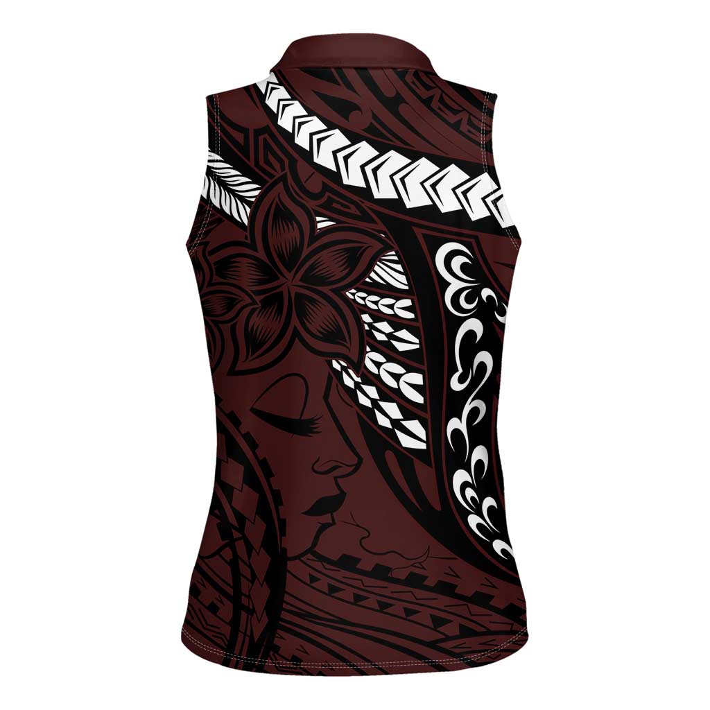 Polynesian Girl Tribal Tattoo Women Sleeveless Polo Shirt Oxbood Vibe