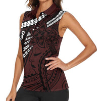 Polynesian Girl Tribal Tattoo Women Sleeveless Polo Shirt Oxbood Vibe