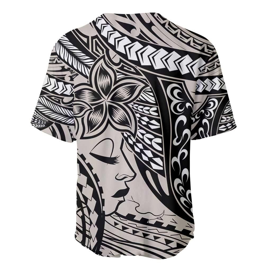 Polynesian Girl Tribal Tattoo Baseball Jersey Beige Vibe