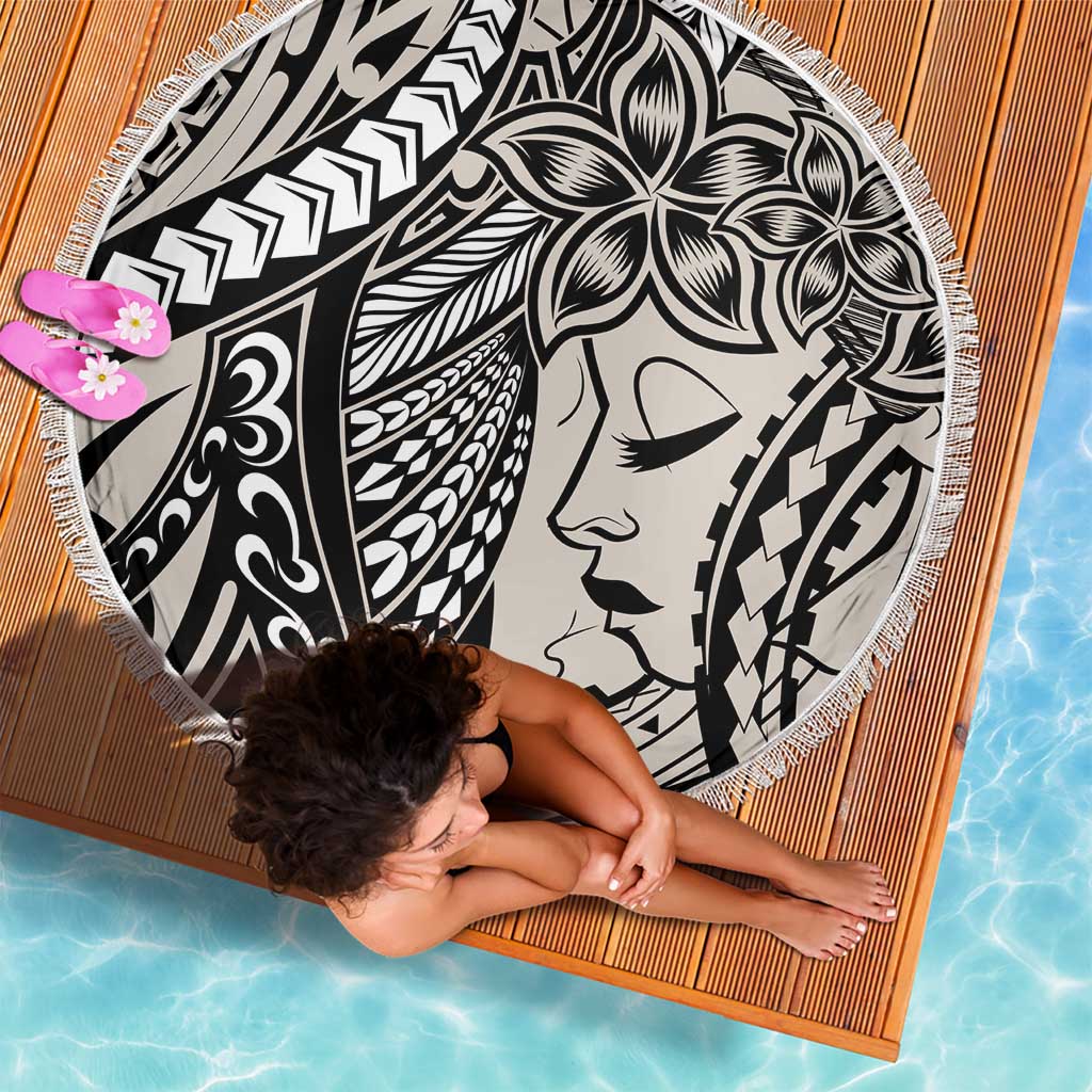 Polynesian Girl Tribal Tattoo Beach Blanket Beige Vibe LT9 - Polynesian Pride