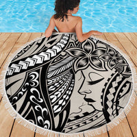 Polynesian Girl Tribal Tattoo Beach Blanket Beige Vibe LT9 - Polynesian Pride