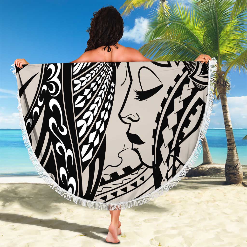 Polynesian Girl Tribal Tattoo Beach Blanket Beige Vibe LT9 - Polynesian Pride