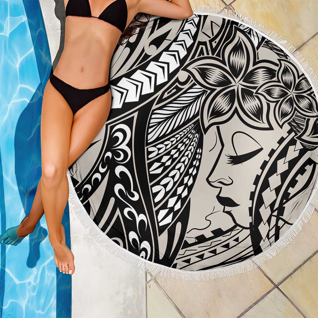 Polynesian Girl Tribal Tattoo Beach Blanket Beige Vibe LT9 - Polynesian Pride