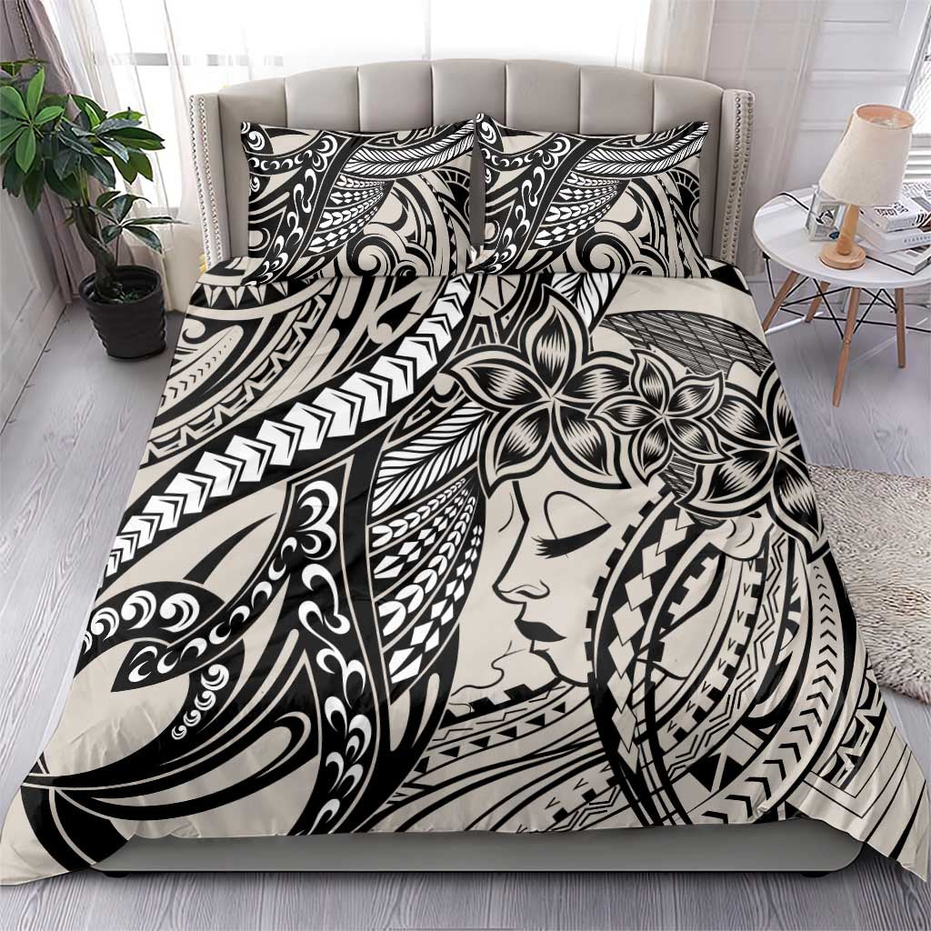 Polynesian Girl Tribal Tattoo Bedding Set Beige Vibe LT9 - Polynesian Pride