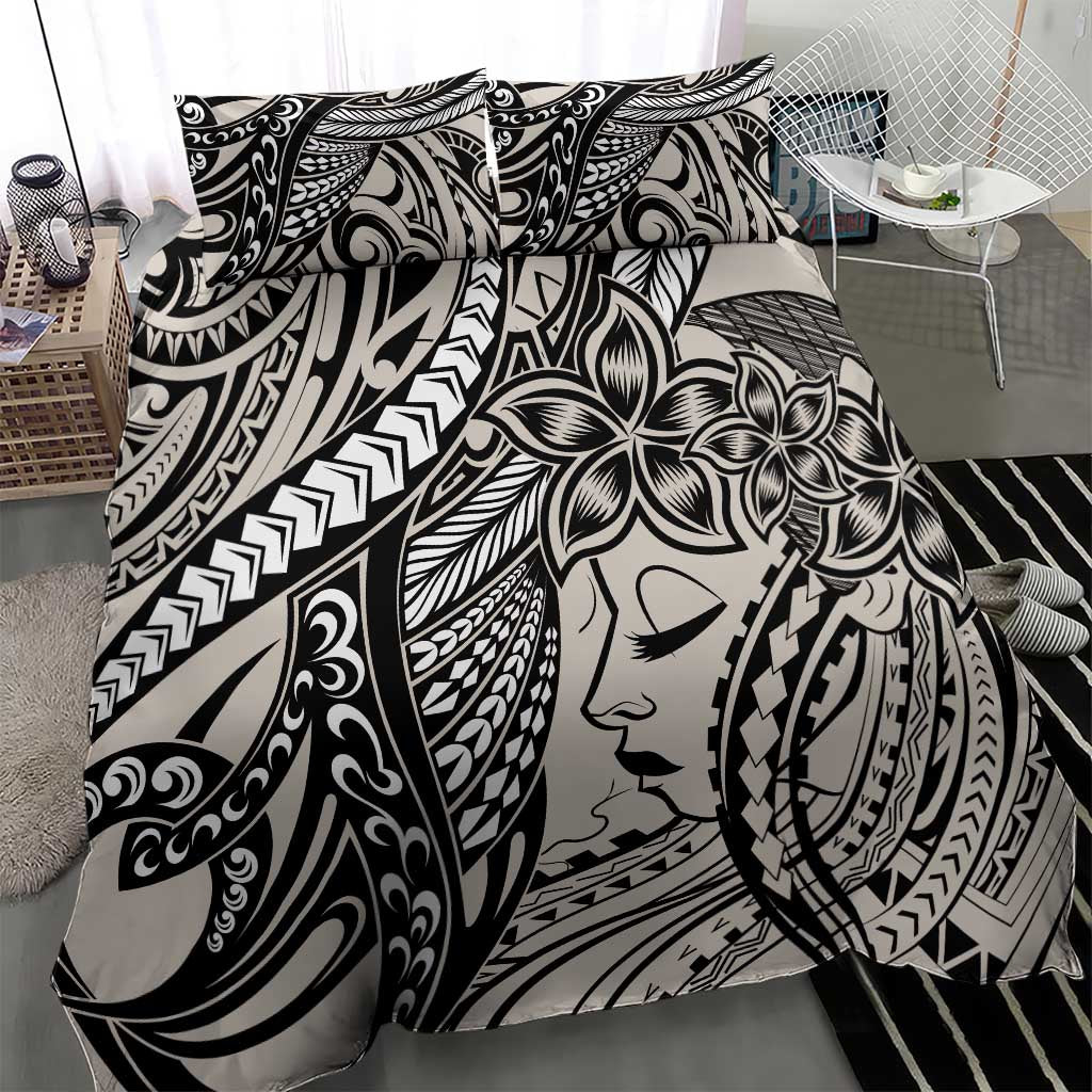 Polynesian Girl Tribal Tattoo Bedding Set Beige Vibe LT9 - Polynesian Pride