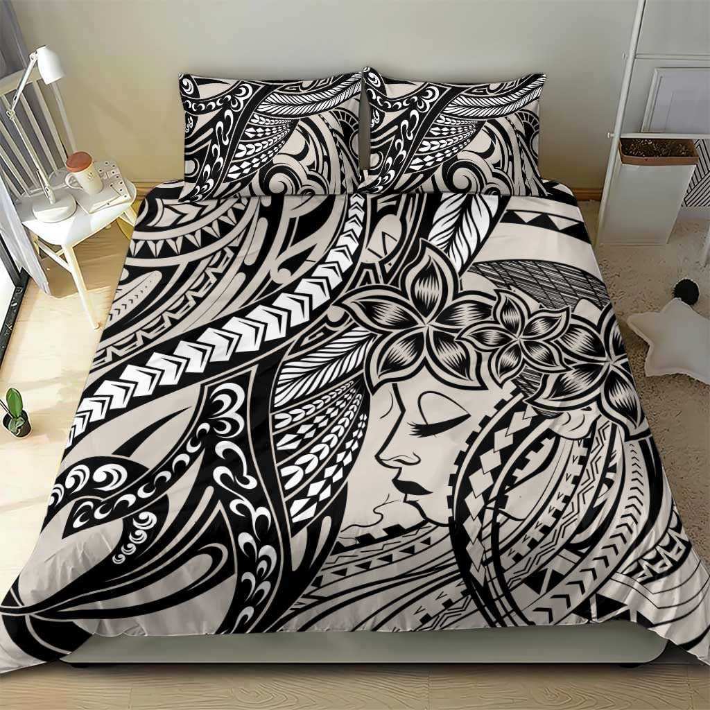 Polynesian Girl Tribal Tattoo Bedding Set Beige Vibe LT9 - Polynesian Pride