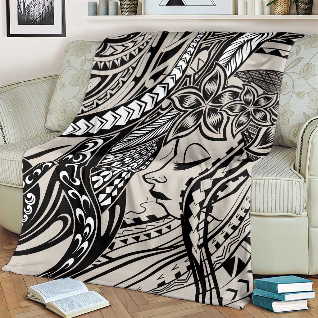 Polynesian Girl Tribal Tattoo Blanket Beige Vibe LT9 - Polynesian Pride