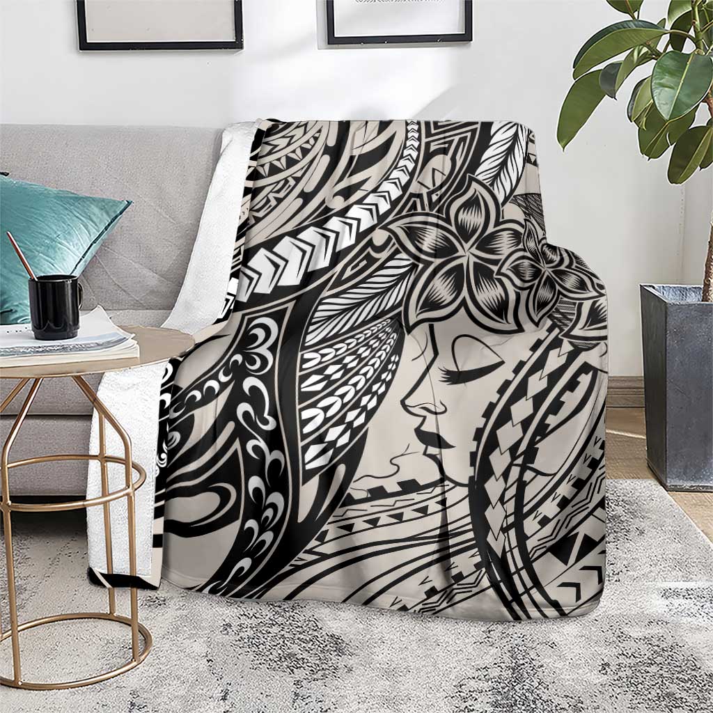 Polynesian Girl Tribal Tattoo Blanket Beige Vibe LT9 - Polynesian Pride