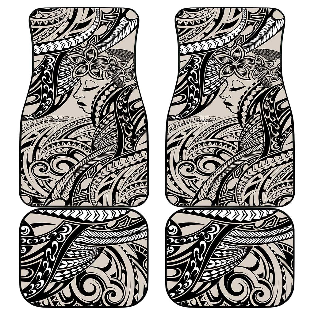 Polynesian Girl Tribal Tattoo Car Mats Beige Vibe LT9 - Polynesian Pride