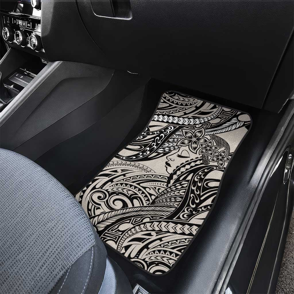 Polynesian Girl Tribal Tattoo Car Mats Beige Vibe LT9 - Polynesian Pride