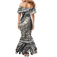 Polynesian Girl Tribal Tattoo Family Matching Mermaid Dress and Hawaiian Shirt Beige Vibe