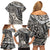 Polynesian Girl Tribal Tattoo Family Matching Off Shoulder Short Dress and Hawaiian Shirt Beige Vibe