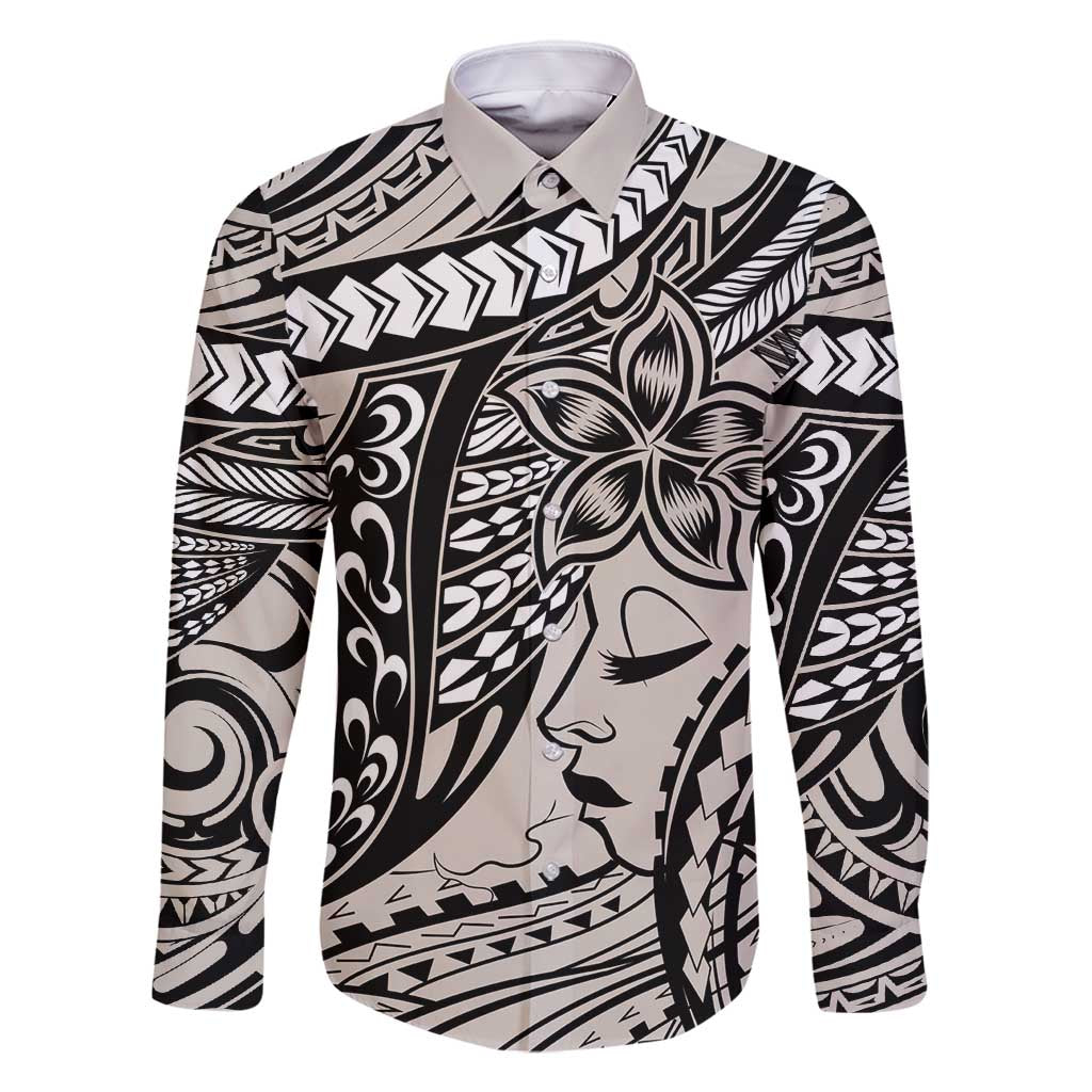 Polynesian Girl Tribal Tattoo Family Matching Summer Maxi Dress and Hawaiian Shirt Beige Vibe