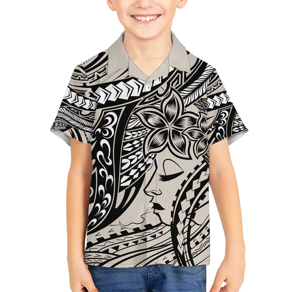 Polynesian Girl Tribal Tattoo Family Matching Summer Maxi Dress and Hawaiian Shirt Beige Vibe