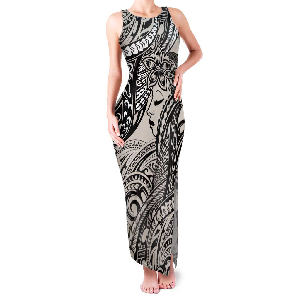 Polynesian Girl Tribal Tattoo Family Matching Tank Maxi Dress and Hawaiian Shirt Beige Vibe