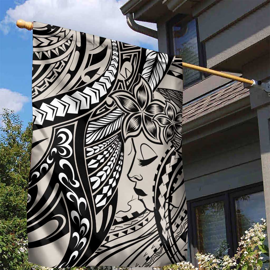 Polynesian Girl Tribal Tattoo Garden Flag Beige Vibe LT9 - Polynesian Pride