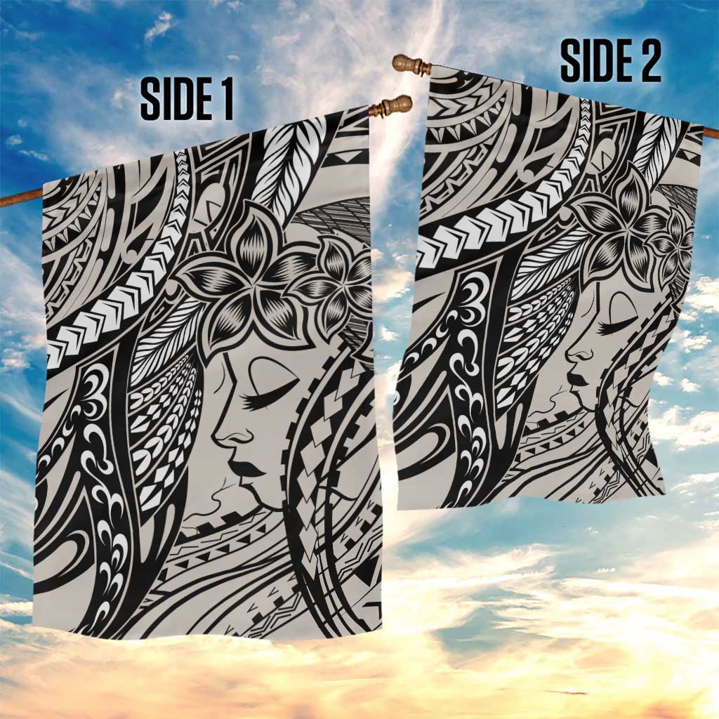 Polynesian Girl Tribal Tattoo Garden Flag Beige Vibe LT9 - Polynesian Pride