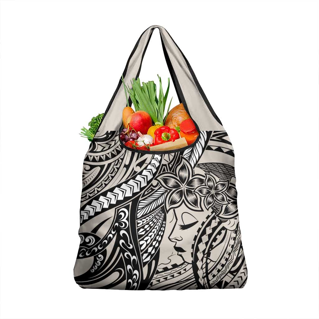 Polynesian Girl Tribal Tattoo Grocery Bag Beige Vibe LT9 1-pack One Size Beige - Polynesian Pride