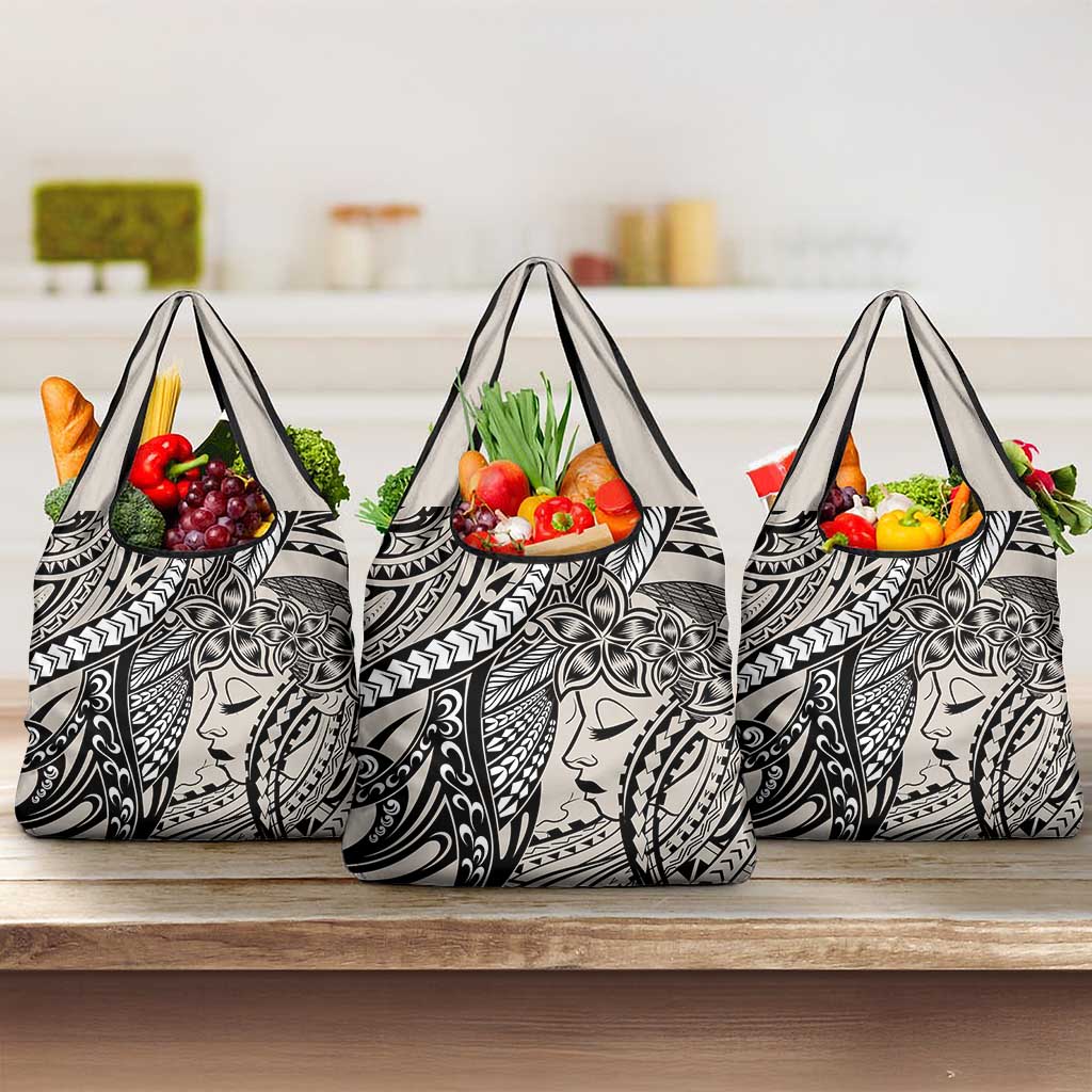 Polynesian Girl Tribal Tattoo Grocery Bag Beige Vibe LT9 3-pack One Size Beige - Polynesian Pride