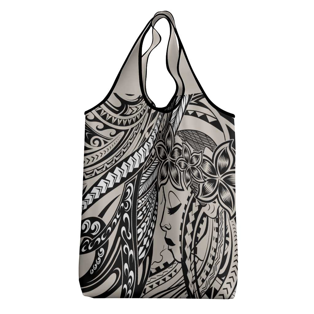 Polynesian Girl Tribal Tattoo Grocery Bag Beige Vibe LT9 - Polynesian Pride