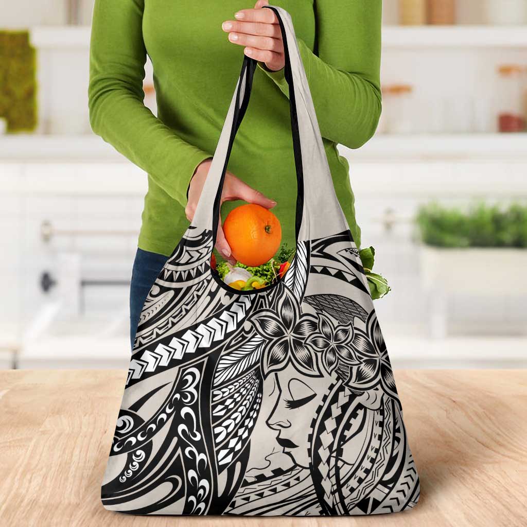 Polynesian Girl Tribal Tattoo Grocery Bag Beige Vibe LT9 - Polynesian Pride
