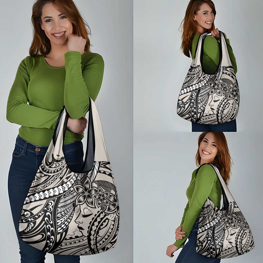 Polynesian Girl Tribal Tattoo Grocery Bag Beige Vibe LT9 - Polynesian Pride