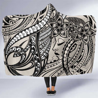 Polynesian Girl Tribal Tattoo Hooded Blanket Beige Vibe LT9 One Size Beige - Polynesian Pride