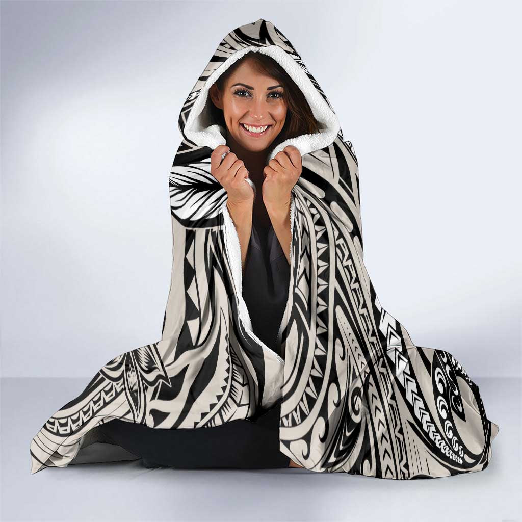 Polynesian Girl Tribal Tattoo Hooded Blanket Beige Vibe LT9 - Polynesian Pride