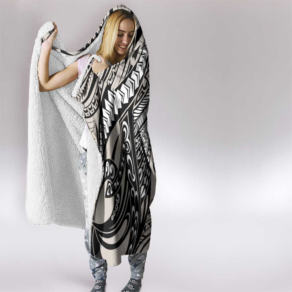 Polynesian Girl Tribal Tattoo Hooded Blanket Beige Vibe LT9 - Polynesian Pride