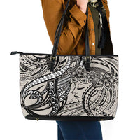 Polynesian Girl Tribal Tattoo Leather Tote Bag Beige Vibe LT9 - Polynesian Pride