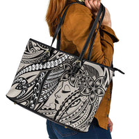 Polynesian Girl Tribal Tattoo Leather Tote Bag Beige Vibe LT9 - Polynesian Pride