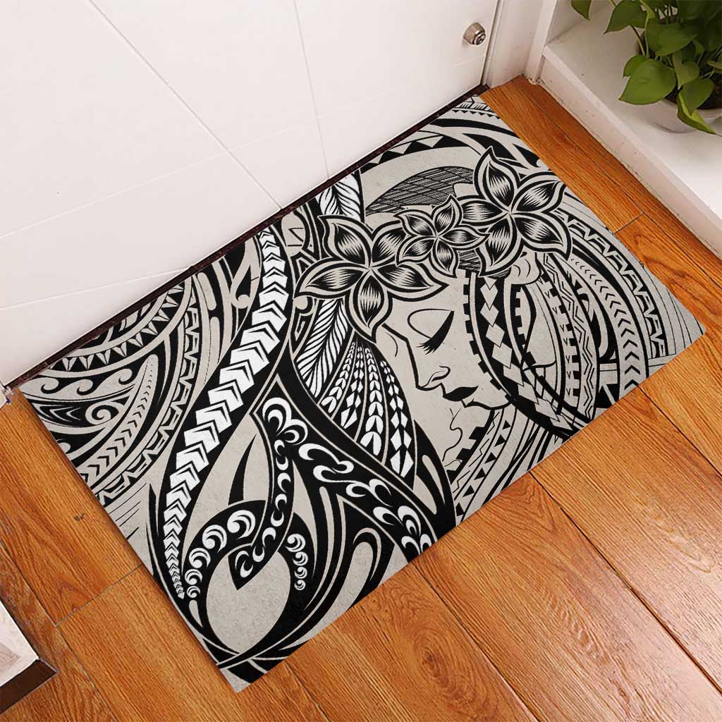 Polynesian Girl Tribal Tattoo Rubber Doormat Beige Vibe LT9 - Polynesian Pride
