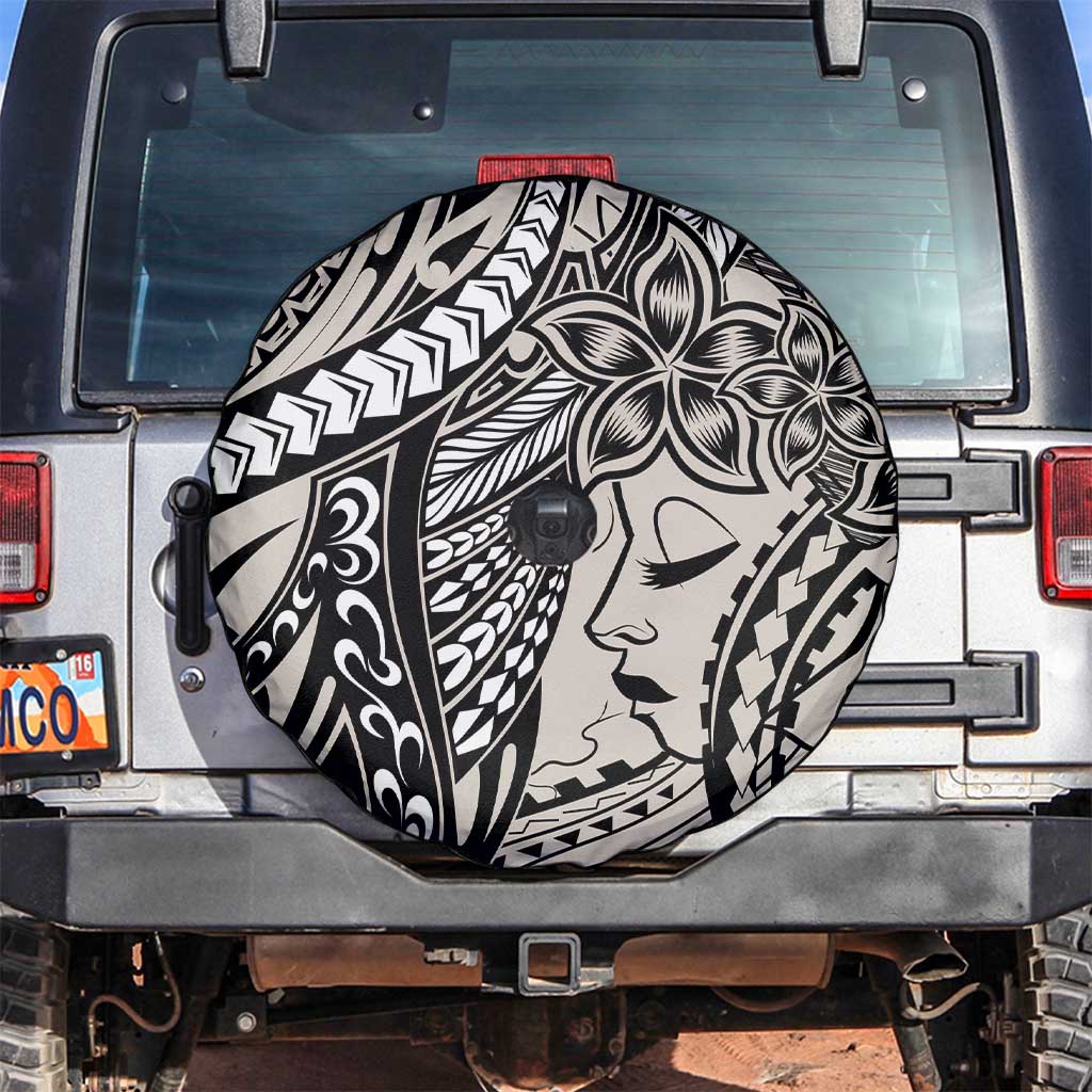 Polynesian Girl Tribal Tattoo Spare Tire Cover Beige Vibe