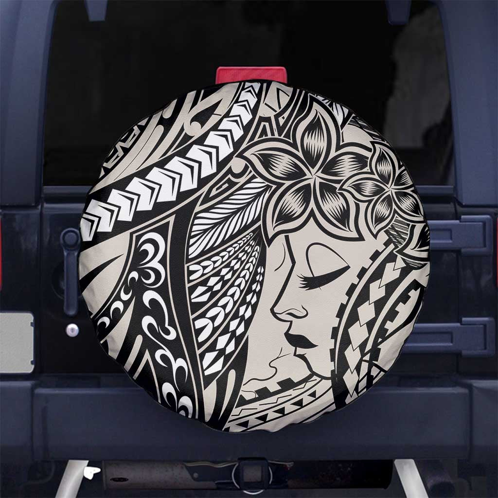 Polynesian Girl Tribal Tattoo Spare Tire Cover Beige Vibe LT9 - Polynesian Pride