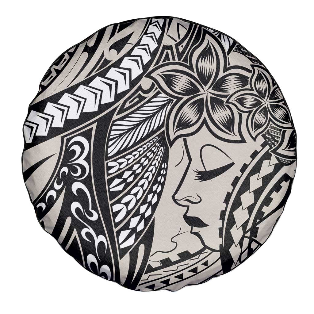 Polynesian Girl Tribal Tattoo Spare Tire Cover Beige Vibe LT9 - Polynesian Pride
