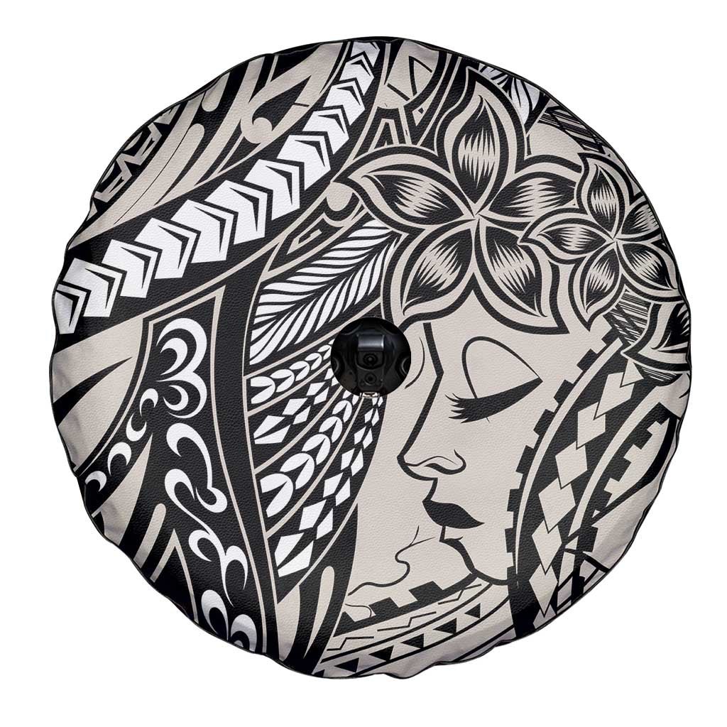 Polynesian Girl Tribal Tattoo Spare Tire Cover Beige Vibe LT9 - Polynesian Pride