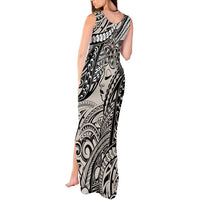 Polynesian Girl Tribal Tattoo Tank Maxi Dress Beige Vibe LT9 - Polynesian Pride