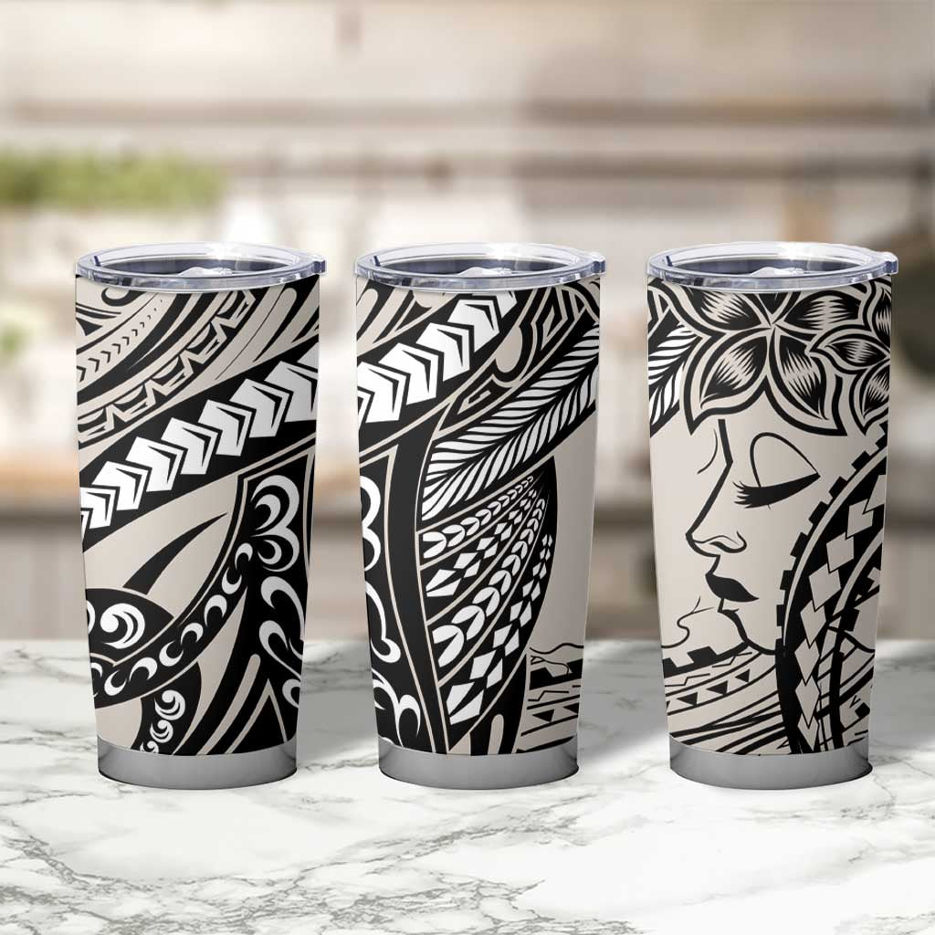 Polynesian Girl Tribal Tattoo Tumbler Cup Beige Vibe LT9 - Polynesian Pride