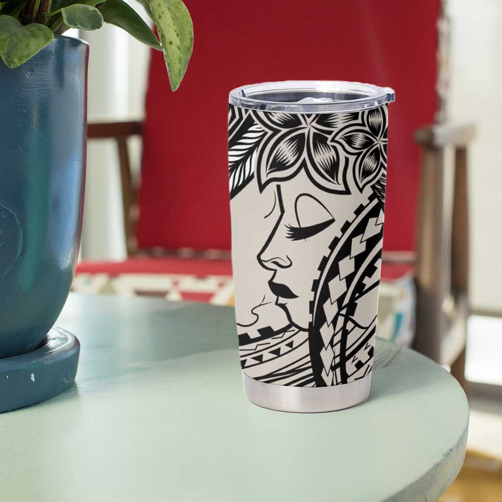 Polynesian Girl Tribal Tattoo Tumbler Cup Beige Vibe LT9 - Polynesian Pride